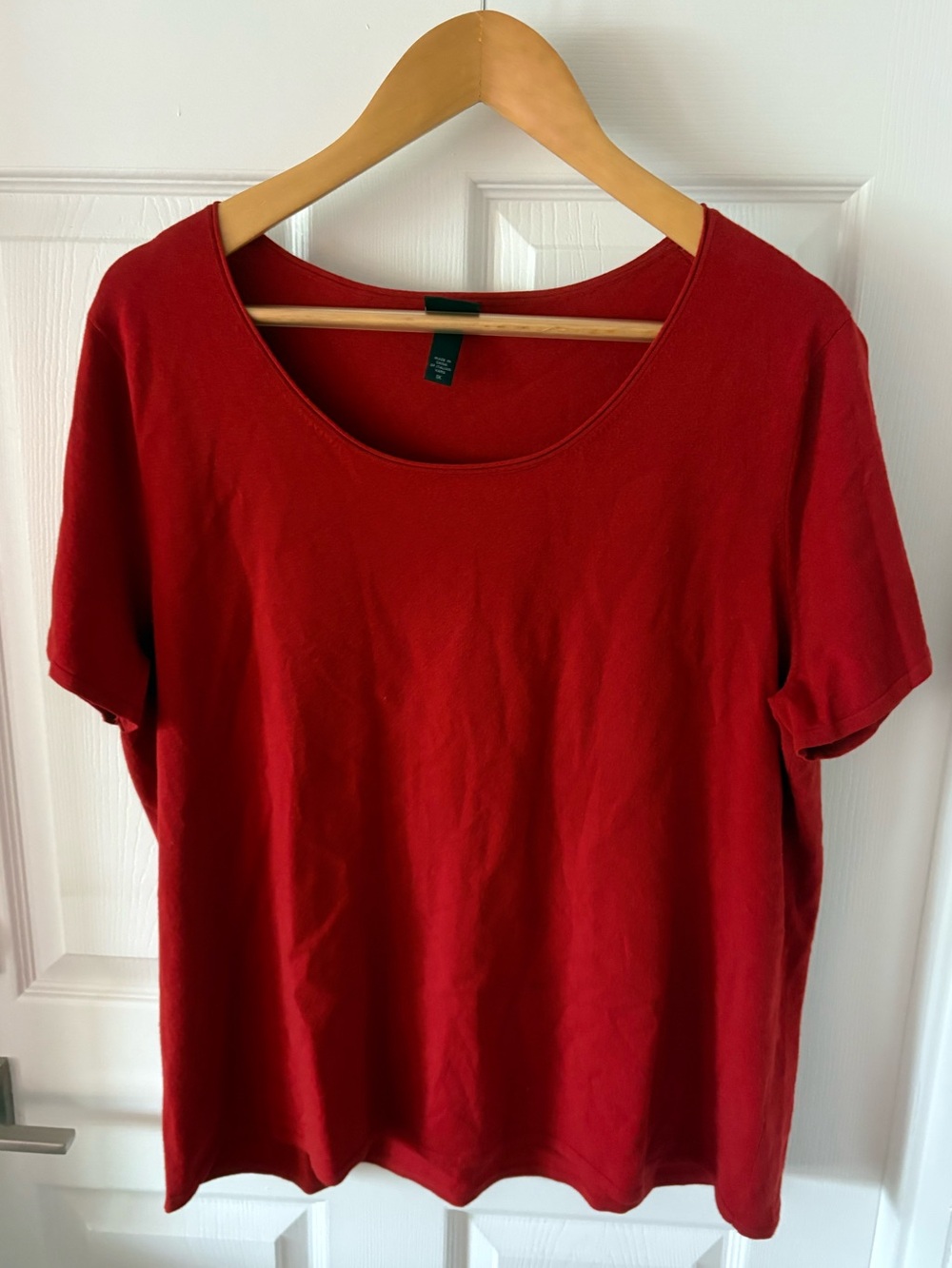Eileen Fisher Woman Red Scoop Neck Italian Yarn Knit Box Top 1X